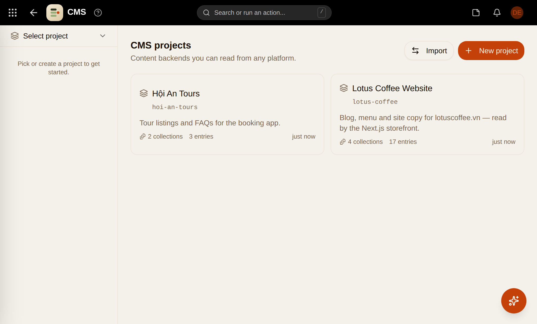 CMS screenshot