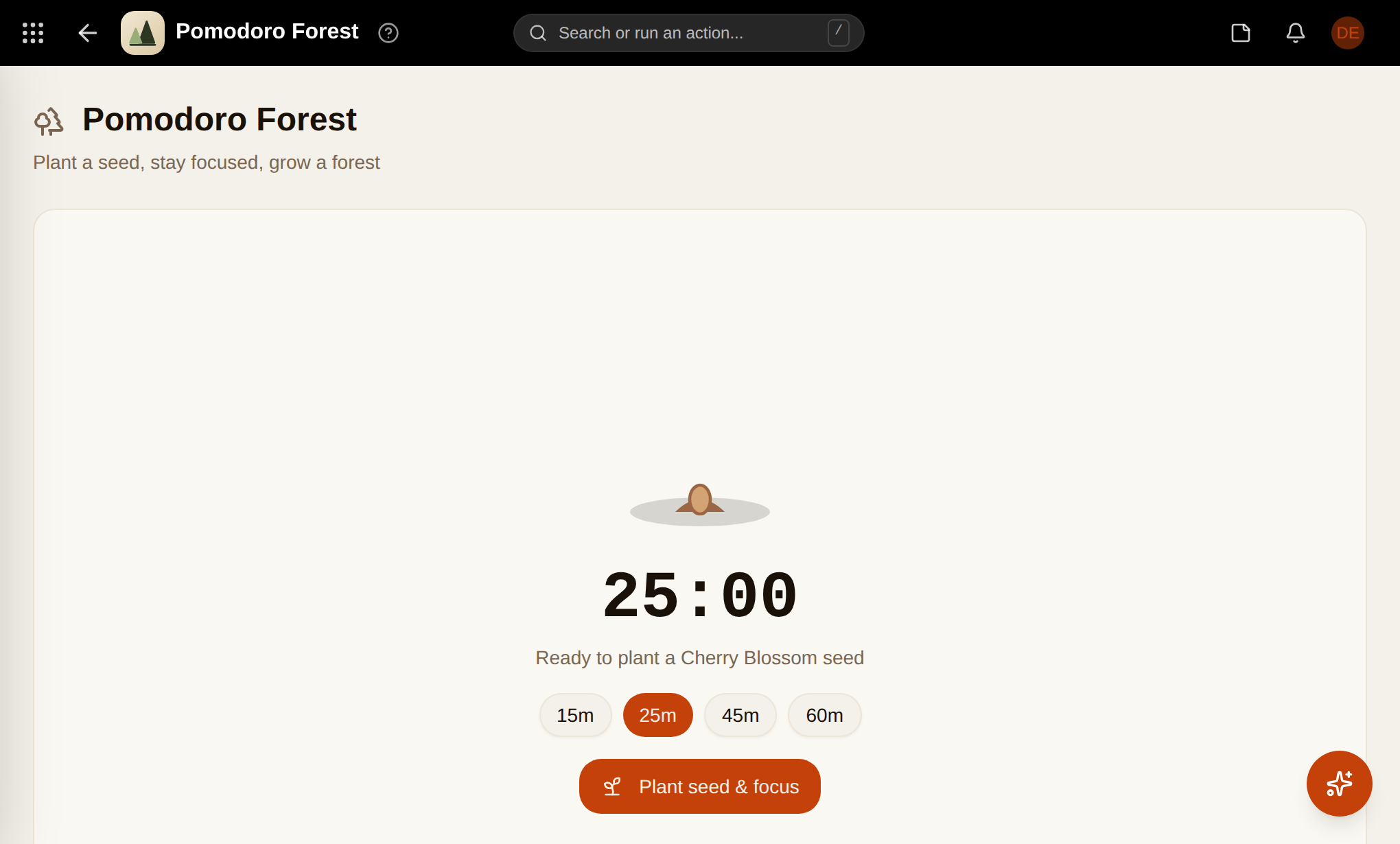 Pomodoro Forest screenshot