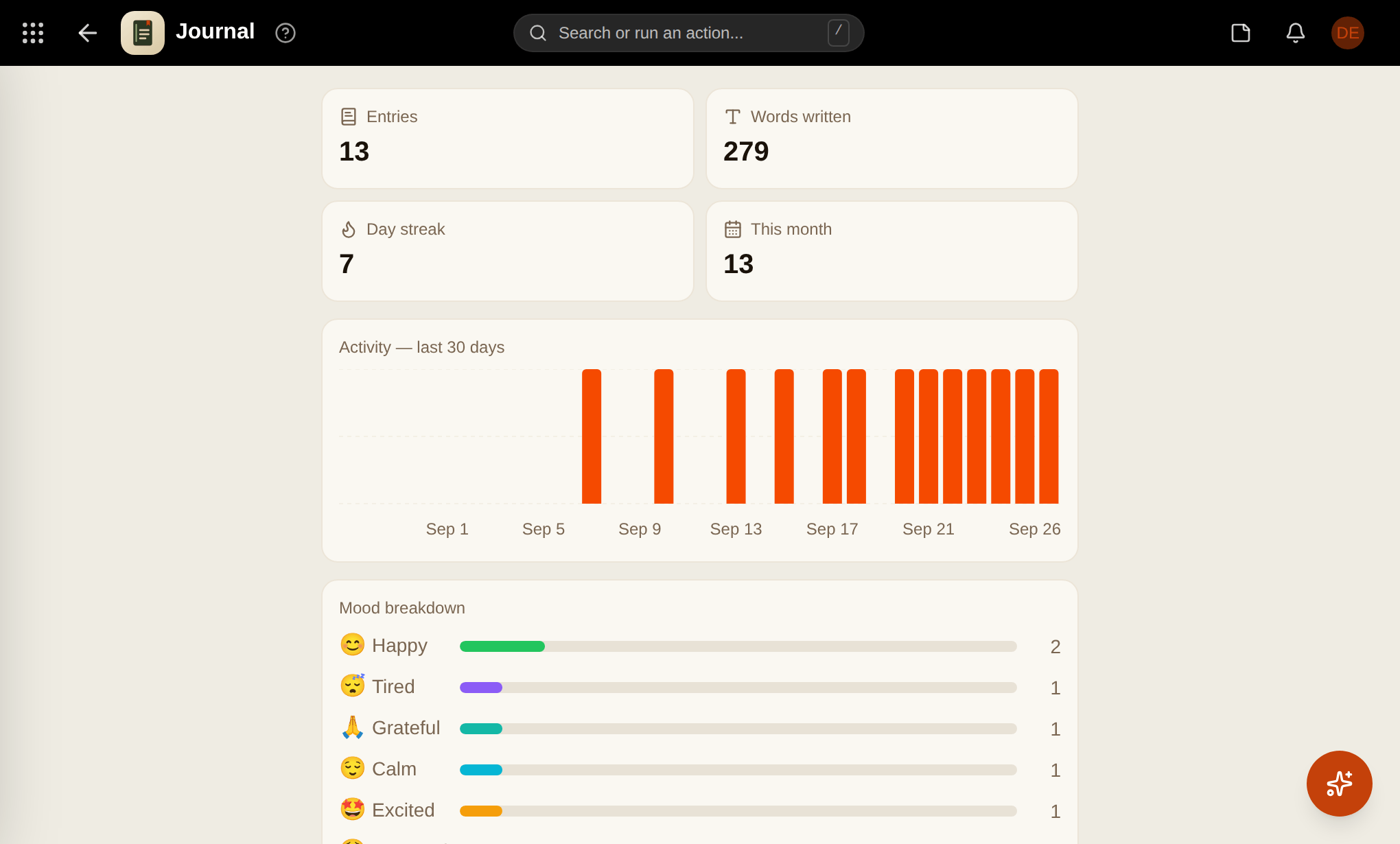 Journal screenshot