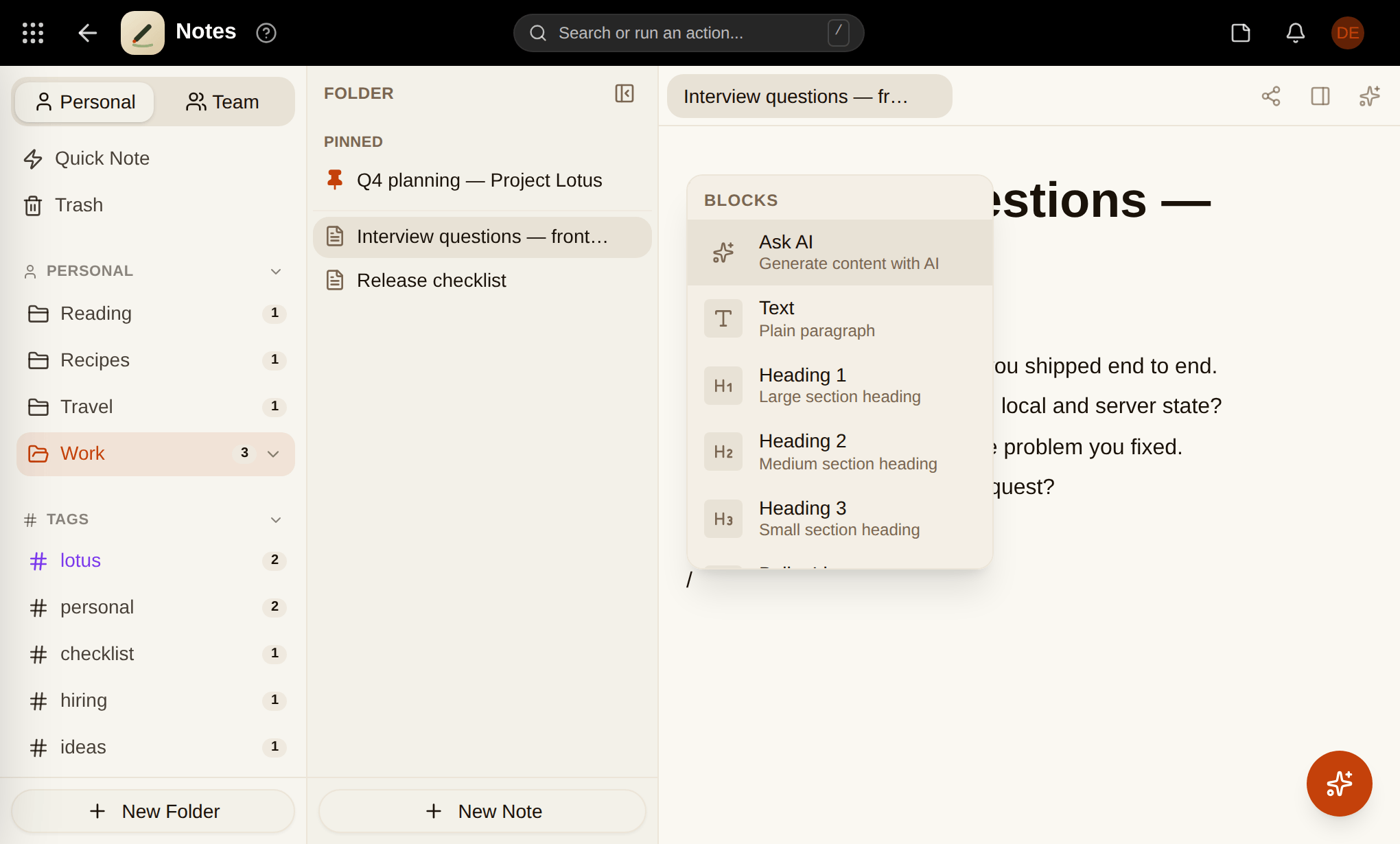 Notes screenshot 2
