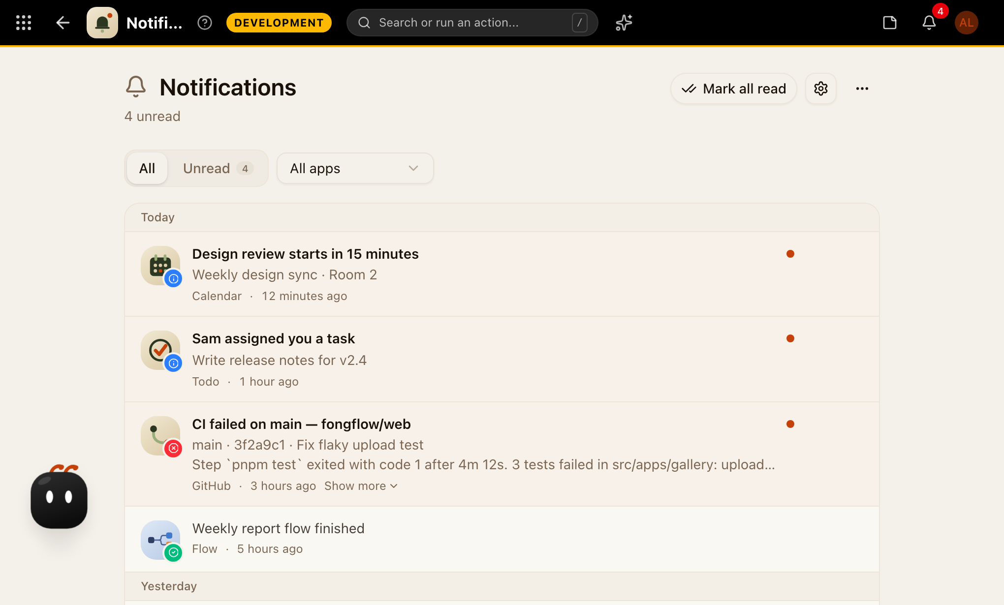 Notifications screenshot