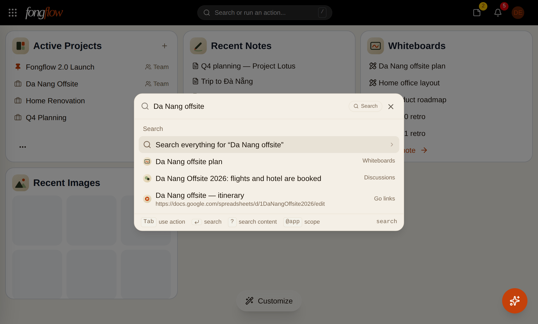 One search for everything — fongflow screenshot