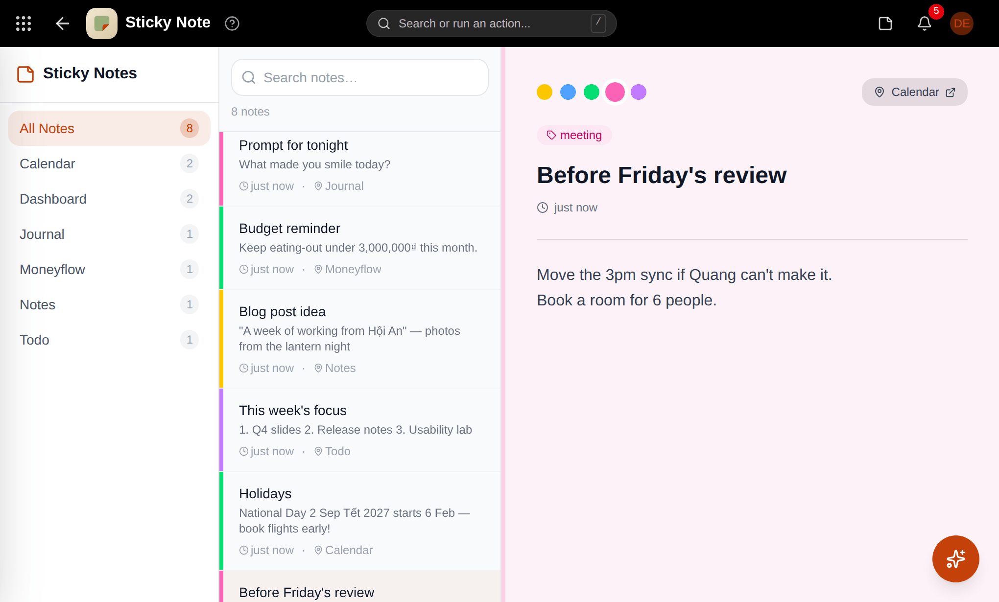 Sticky Note screenshot
