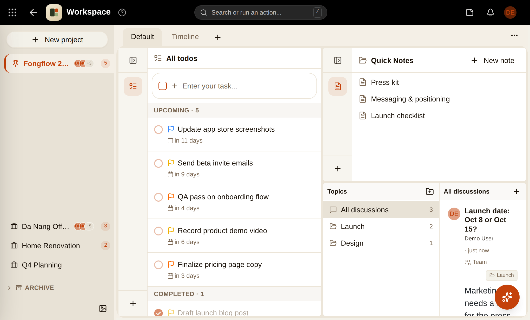 Workspace screenshot